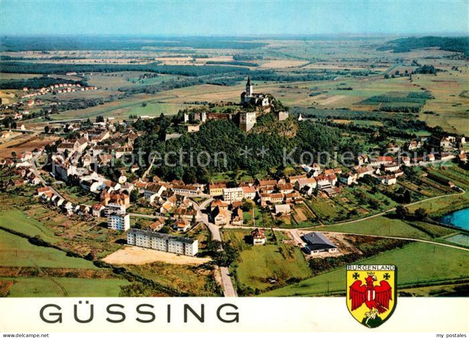 Guessing mit Burg Fliegeraufnahme
