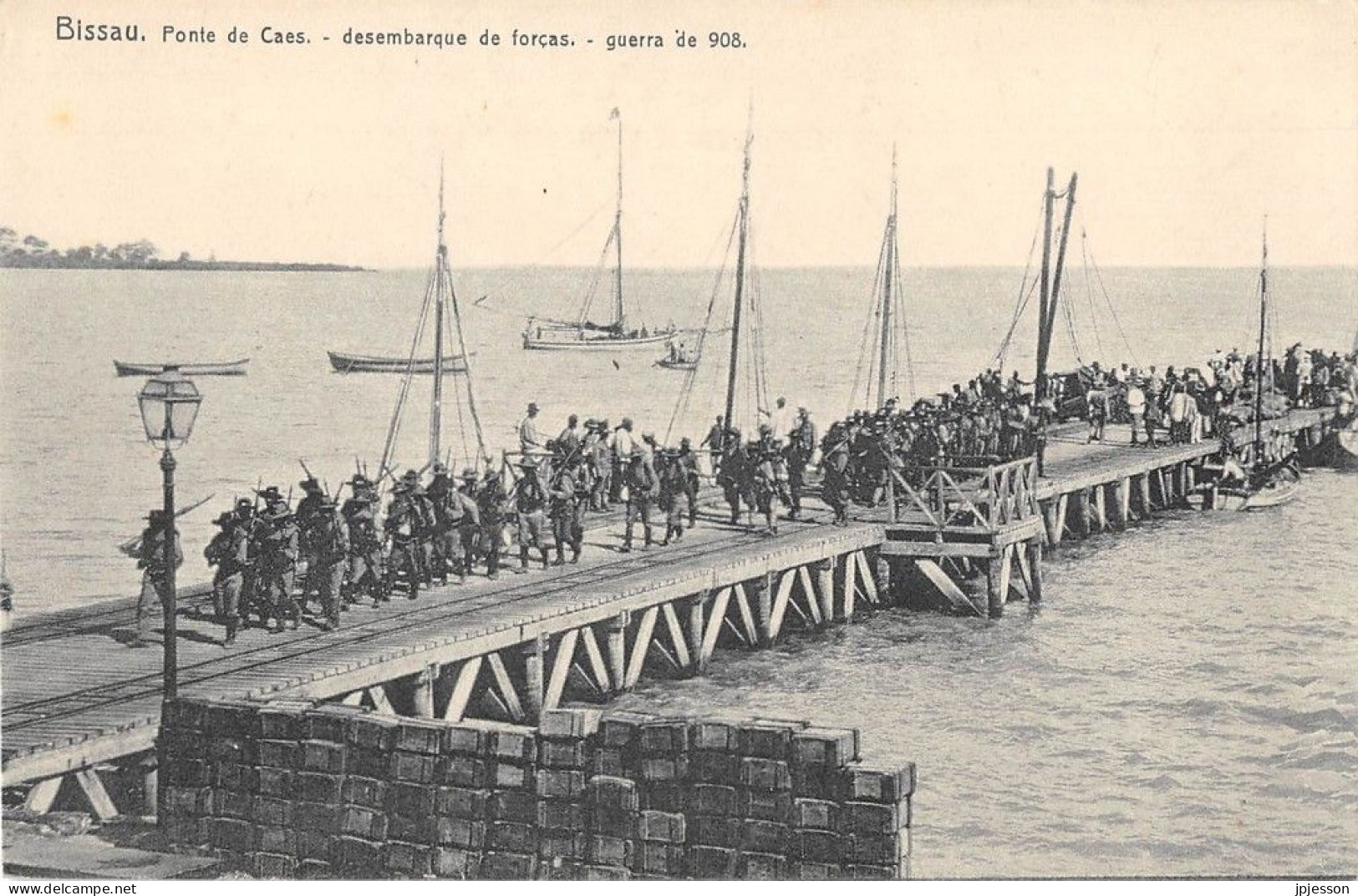 GUINEA-BISSAU - BISSAU - PONTE DE CAES - DESEMBARQUE DE FORCAS - GUERRA DE 908