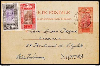 1937. GUINÉE AFRIQUE OCCIDENTALE FRANCAISE. Landscape Kitim. 20 + 25 C on 10 C CARTE POSTALE ... (Michel 87+) - JF560507