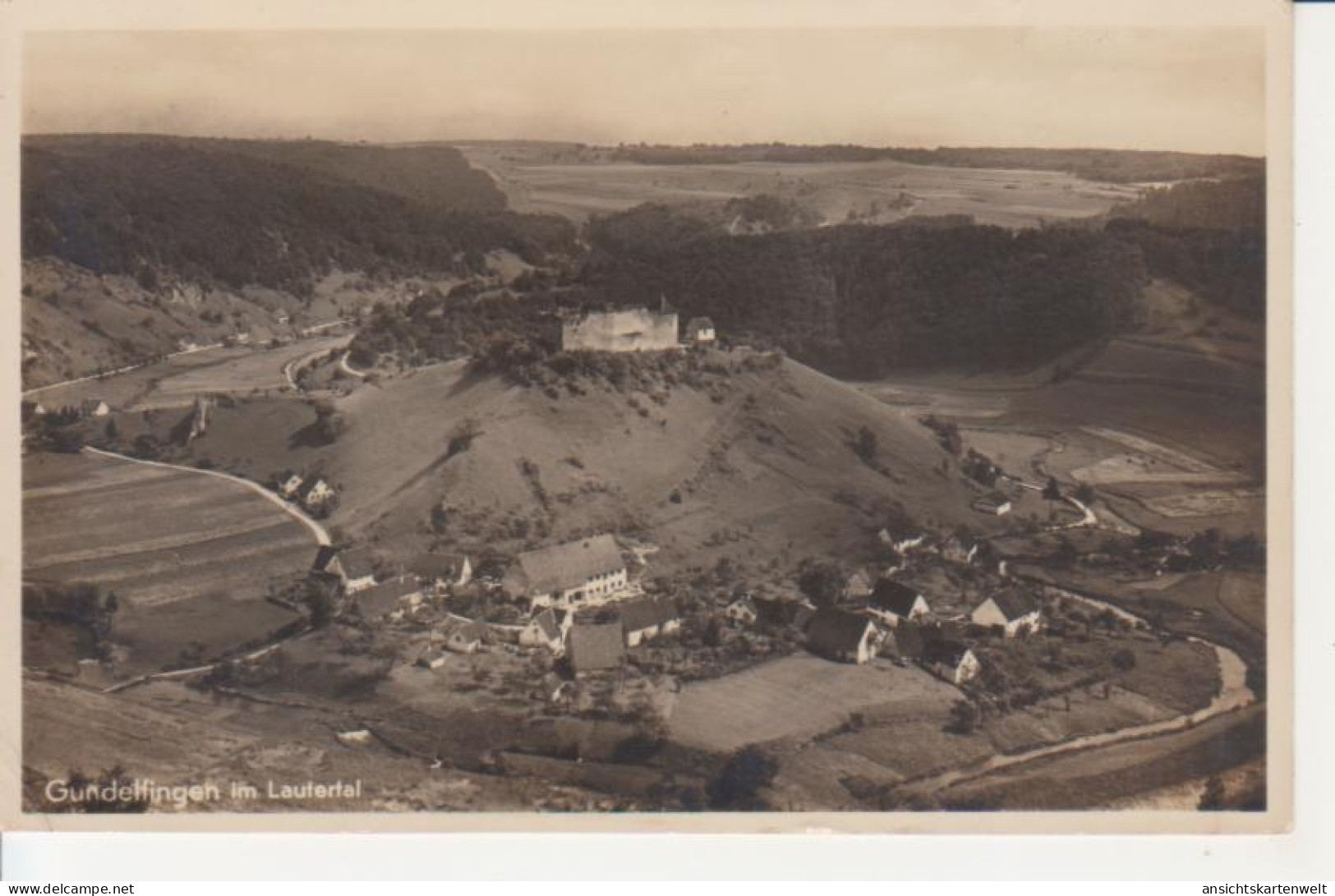 Gundelfingen (Münsingen) - Panorama mit Lautertal feldpgl1942 #225.658