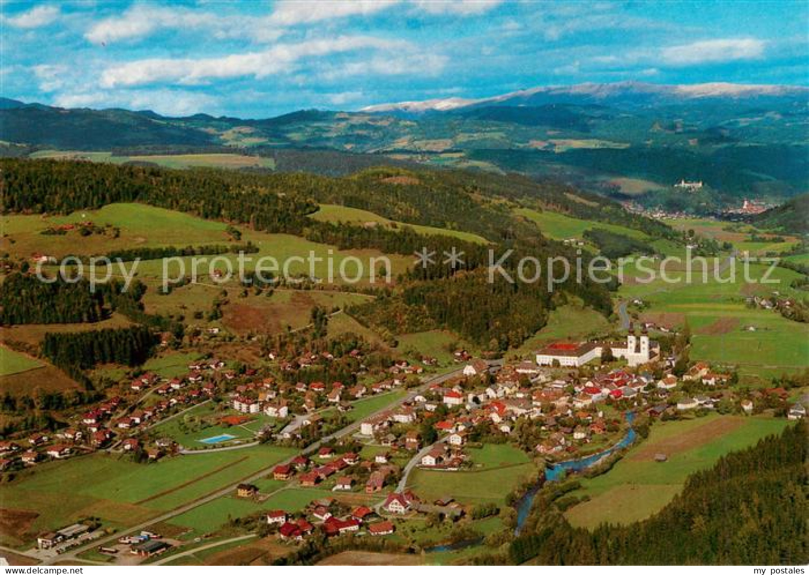 Gurk Gurktal Kaernten AT Dom zu Gurk Salvatorianerkolleg Fliegeraufnahme