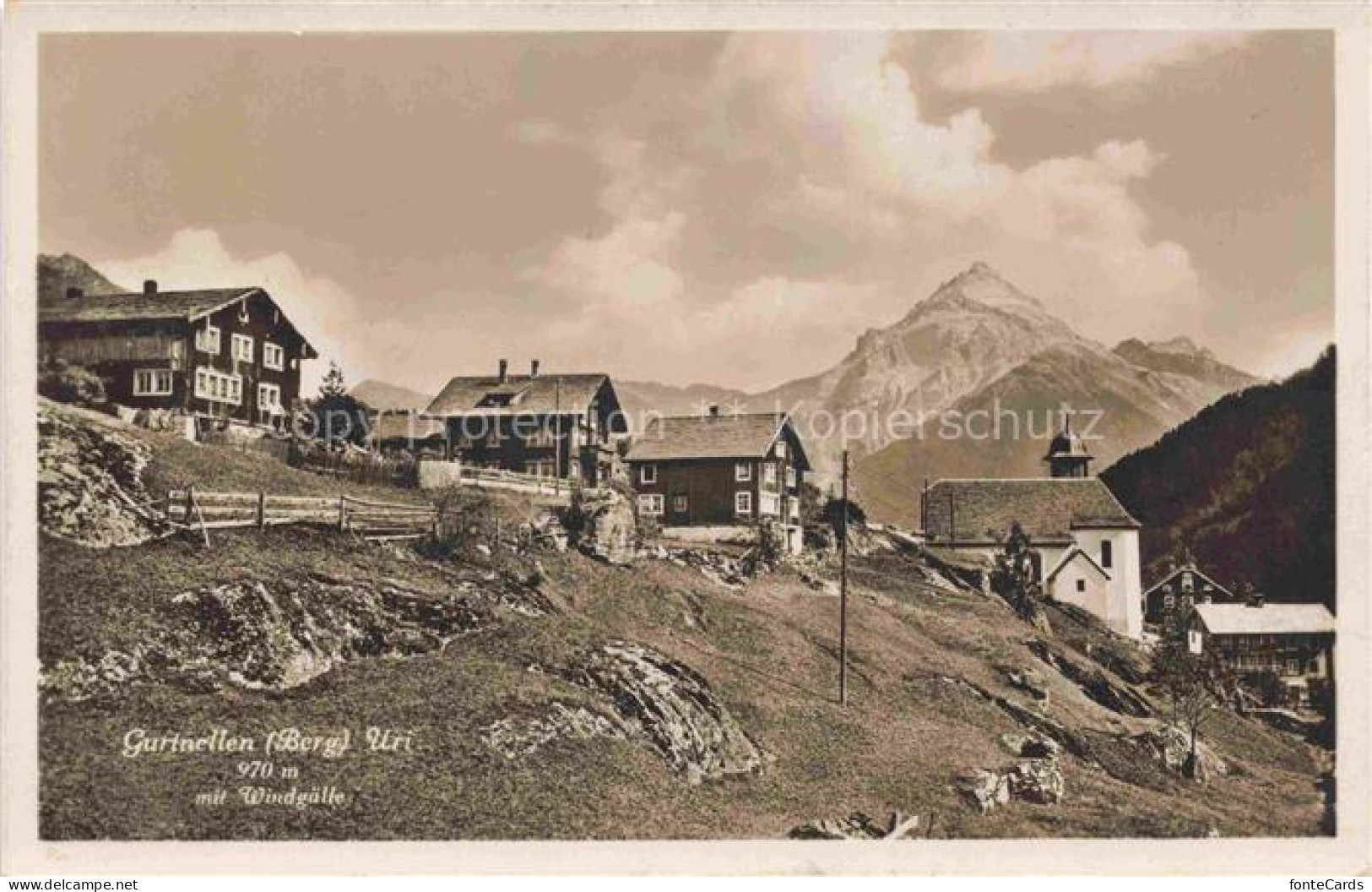 Gurtnellen UR Ansicht mit Kirche Blick gegen Windgaelle
