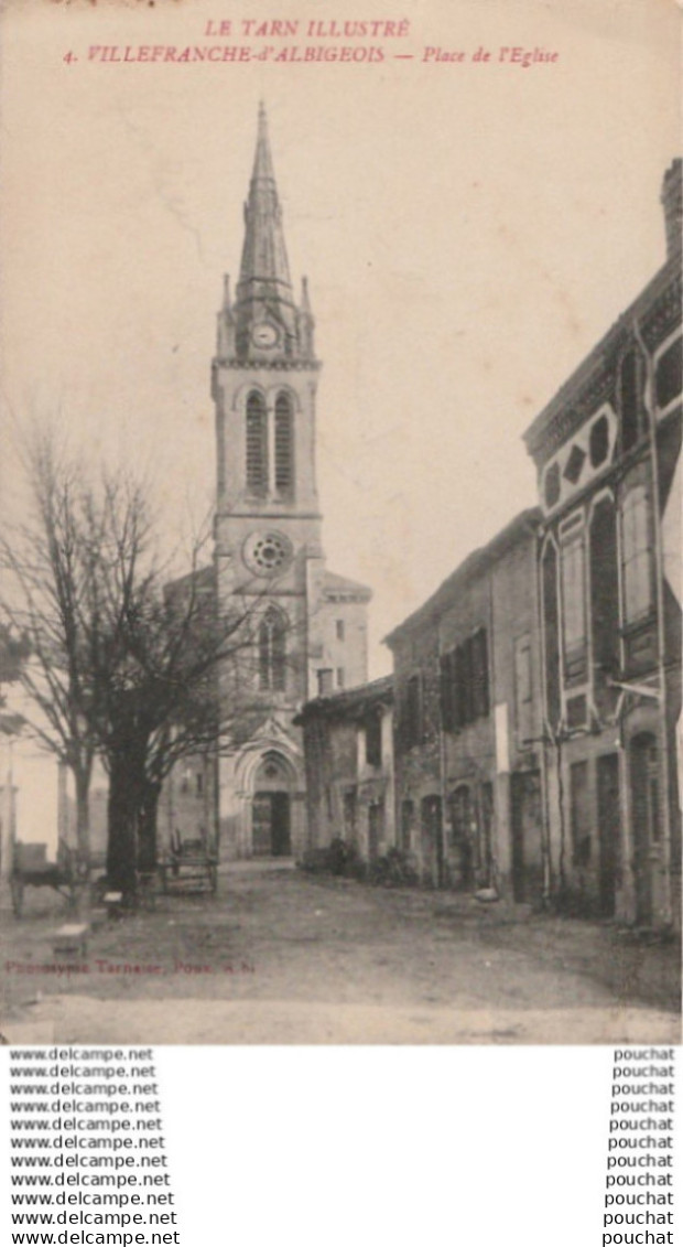 H28-81) VILLEFRANCHE D'ALBIGEOIS (TARN)  PLACE DE L'EGLISE - (2 SCANS)
