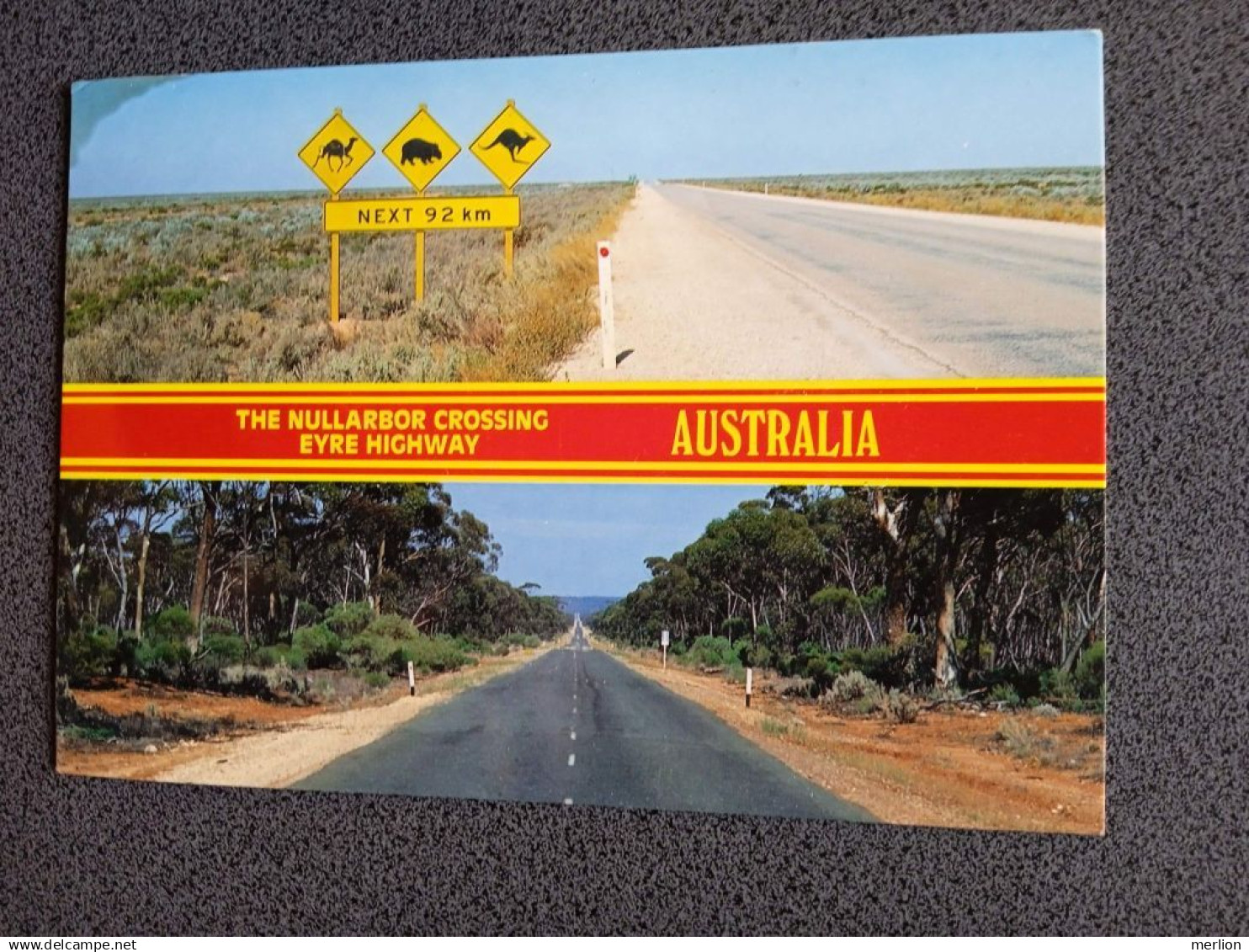 H48.20 CPM AK  Australia  -SA to WA Nullarbor Eyre Highway (Dalladonia) stamp fish -Christmas Island sent to Hungary