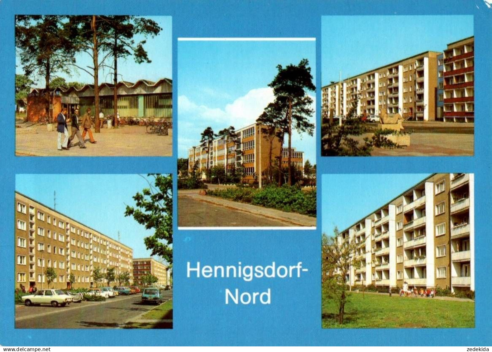 H8905 - Hennigsdorf Neubauten Großplatte Kaufhalle Schule DDR Architektur - Bild und Heimat Reichenbach