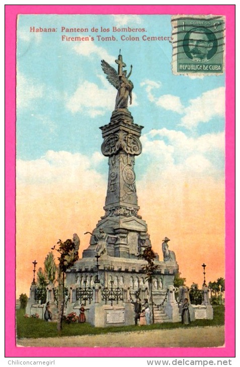 Habana - Panteon de los Bomberos - Firemen's Tomb Colon Cemetery - Édition JORDI - Colorisée