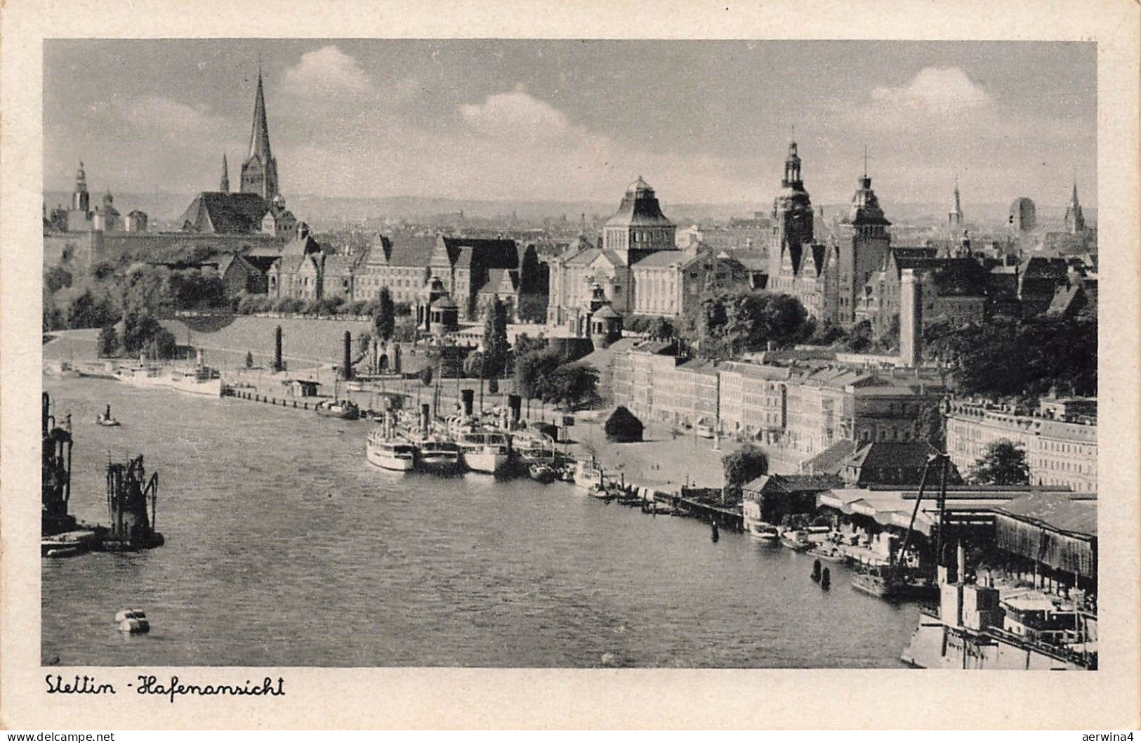 Hafenansicht von Stettin Pommern Postkarte AK