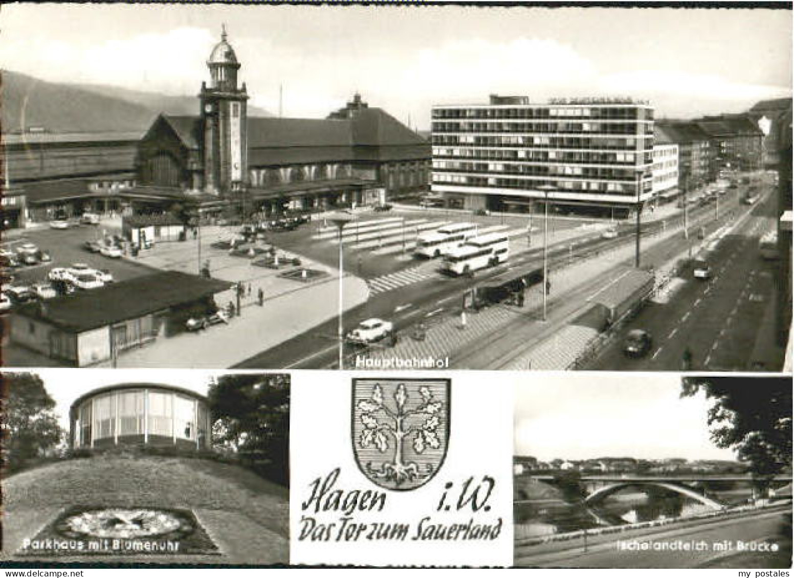 Hagen Westfalen Hagen Bahnhof Bruecke Uhr x 1966