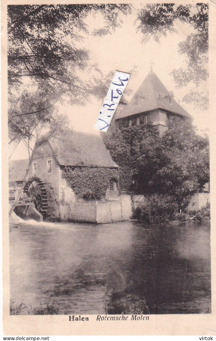 HALEN :  Rotemsche molen ( watermolen ) ---  met zegel ( edit. F. De Bruijn Halen )