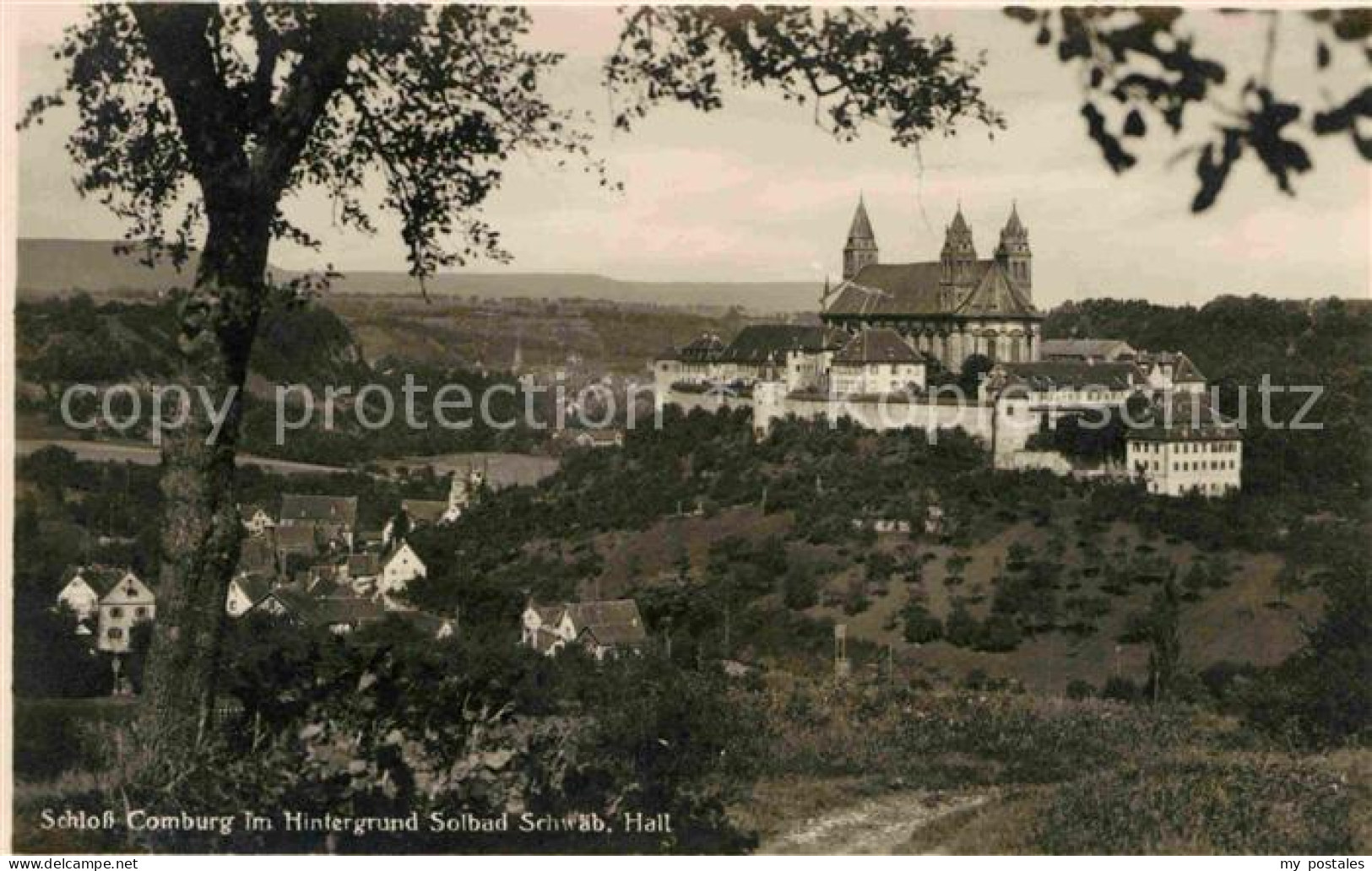 Hall Schwaben Schloss Comburg im Hintergrund Solbad Schwaebisch Hall
