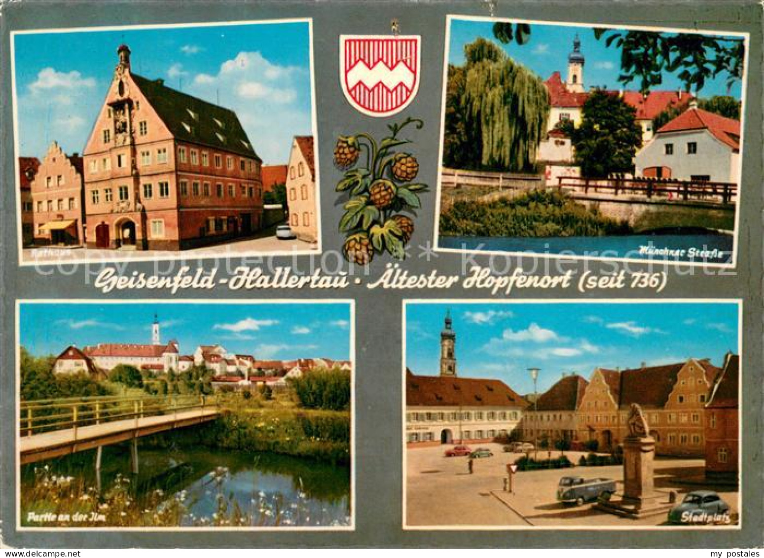 Hallertau Geisenfeld Rathaus Muenchner Strasse Partie an der Ilm Stadtplatz aelt