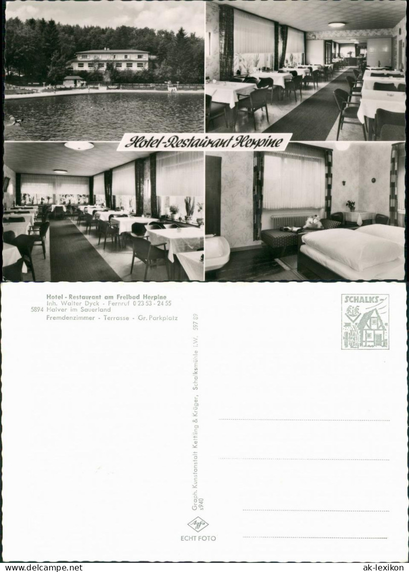 Halver Hotel Restaurant am Freibad Herpine im Sauerland 4 Ansichten 1960