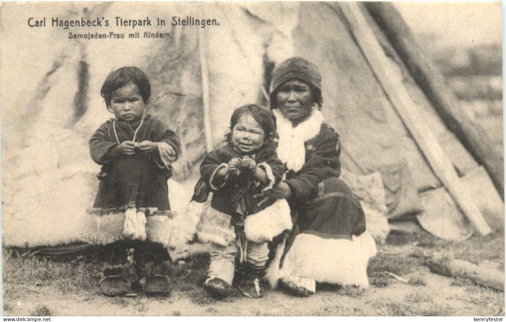 Hamburg Stellingen - Samojeden Frau mit Kindern