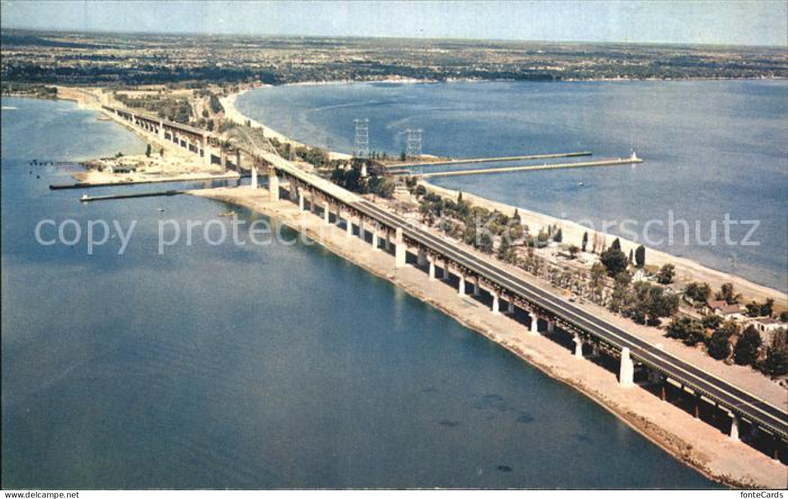 Hamilton Ontario Aerial view of the New Burlington Skyway Burlington Beach