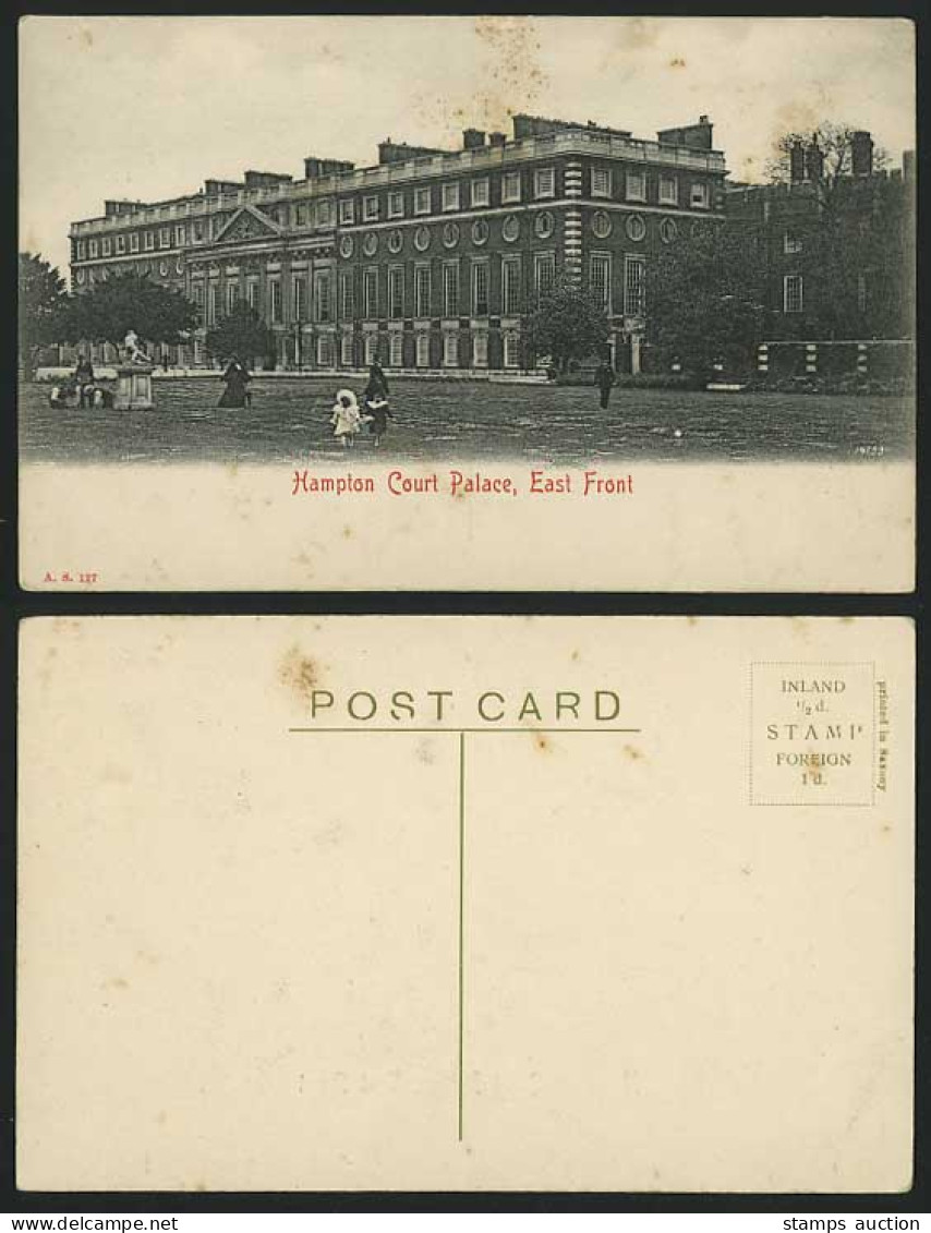 HAMPTON COURT PALACE - East Front & Girls Old Postcard