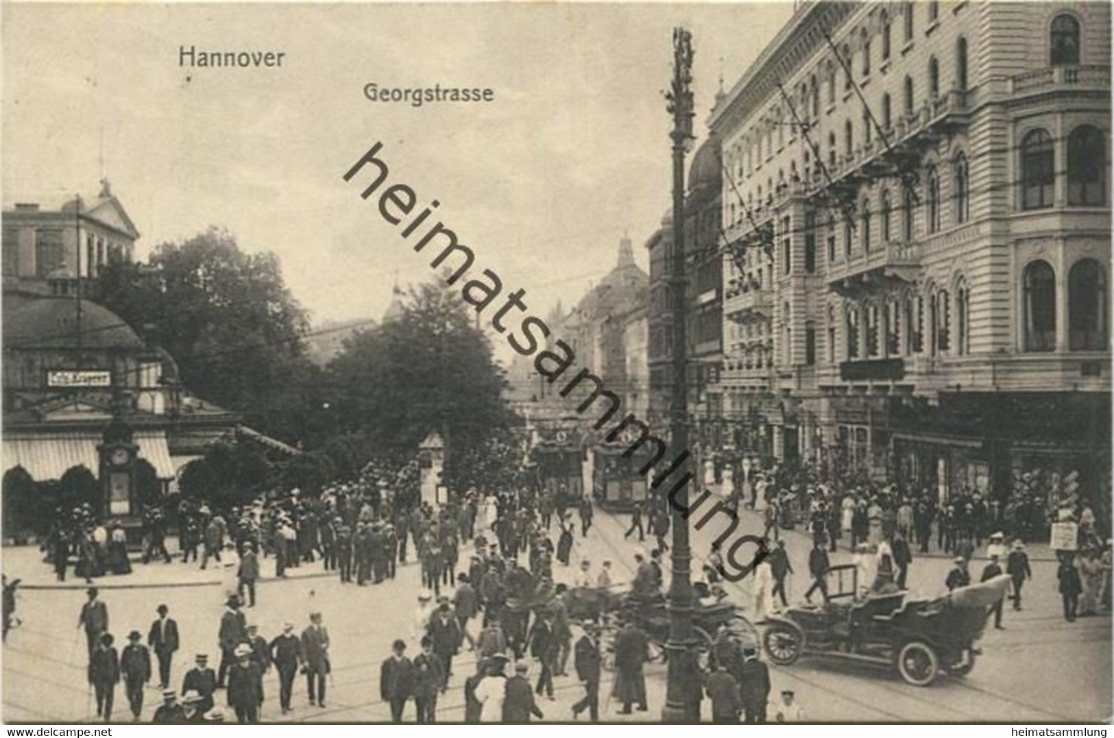 Hannover - Georgstrasse - Strassenbahn - Verlag Georg Kugelmann Hannover gel. 1911