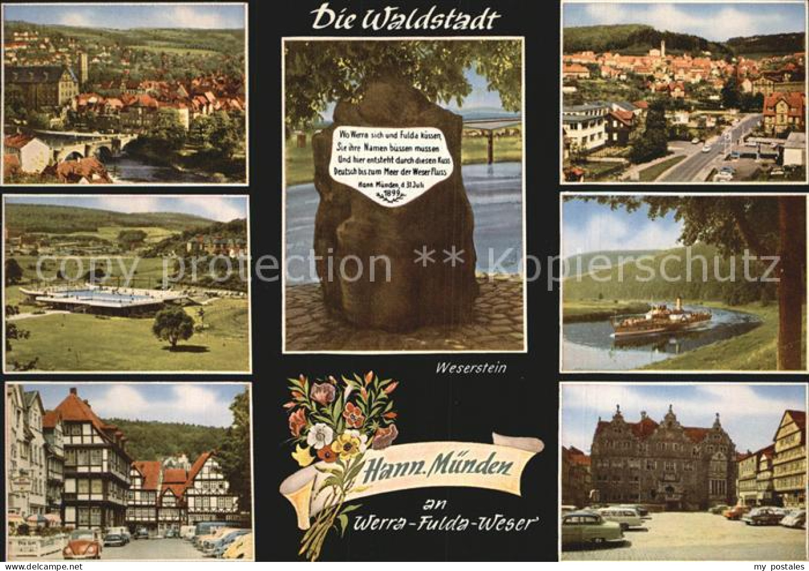 Hannoversch Muenden Weserstein Marktplatz Weser Schwimmbad