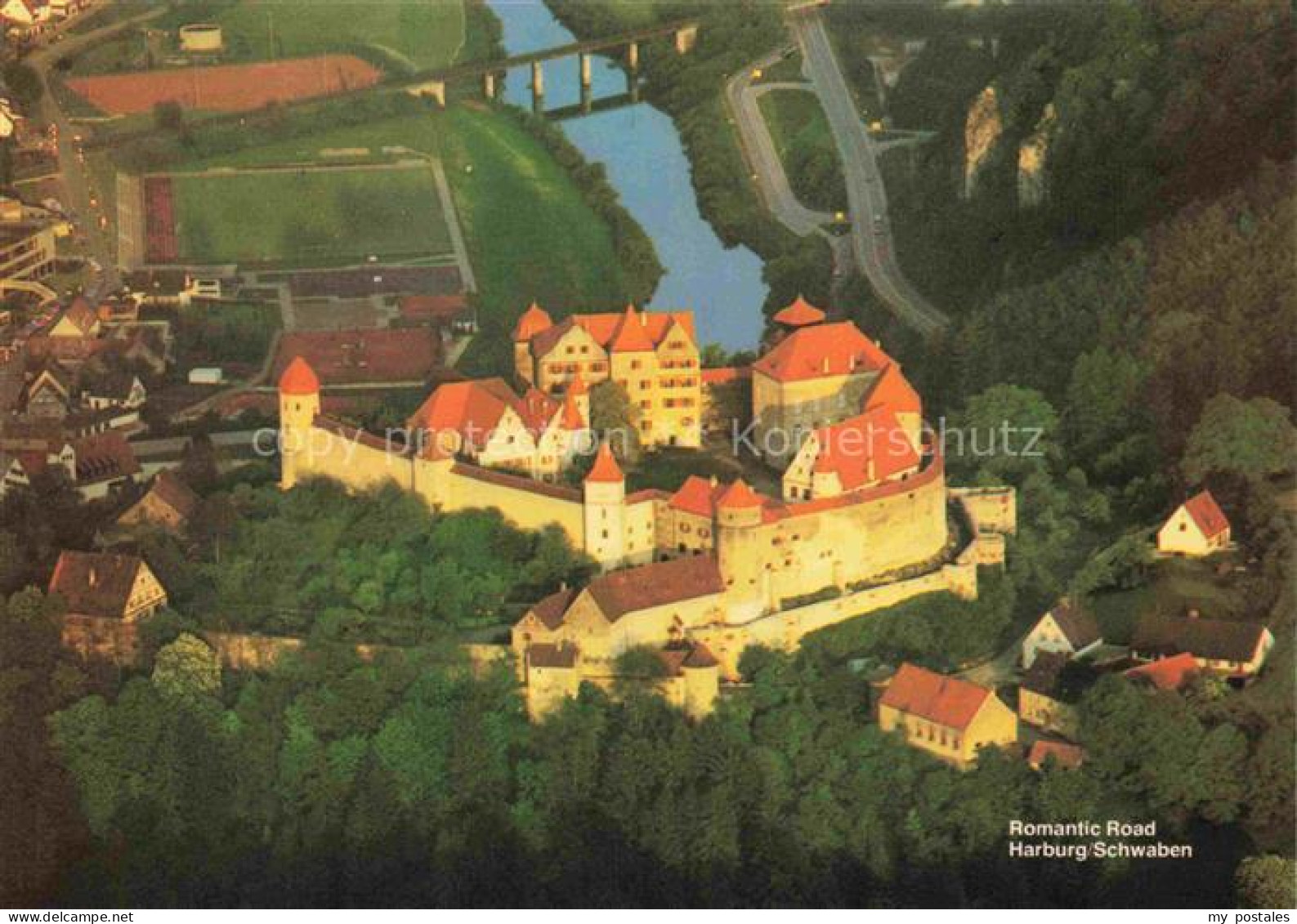 Harburg Schwaben Burg-Harburg Romantic-Road Woernitz Fliegeraufnahme Wehrturm St