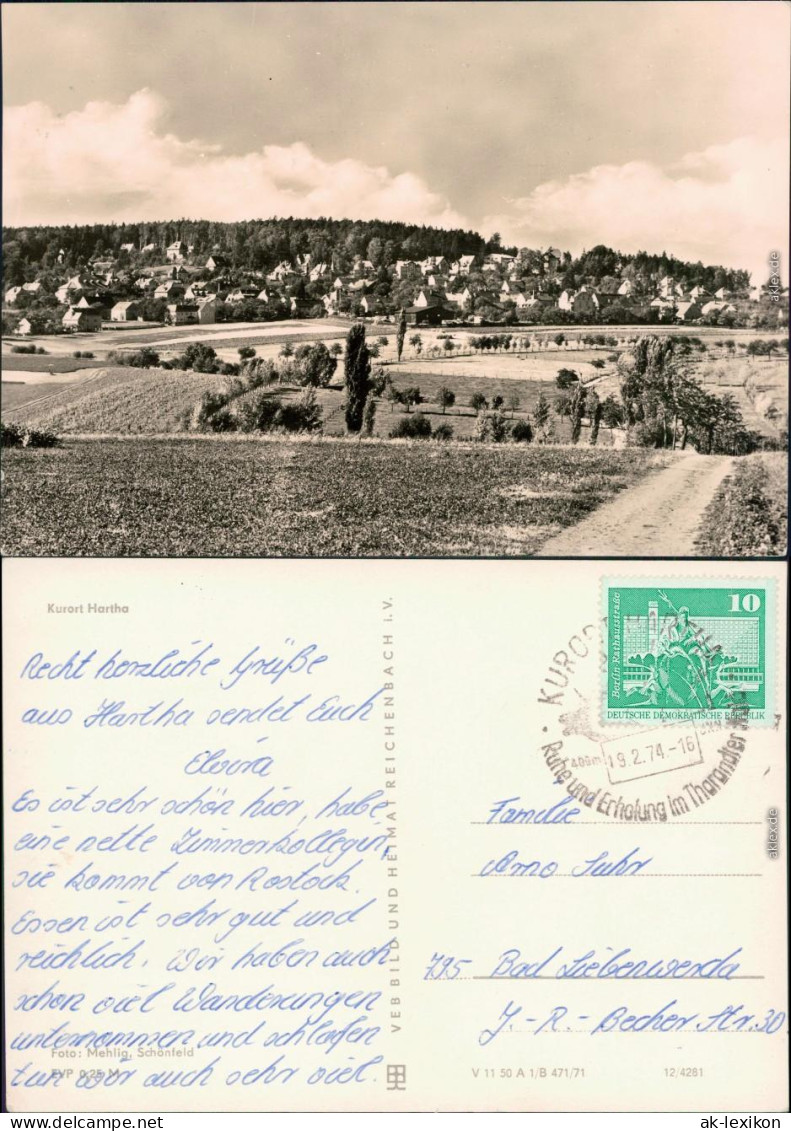 Hartha Panorama-Ansicht  Ansichtskarte 1971