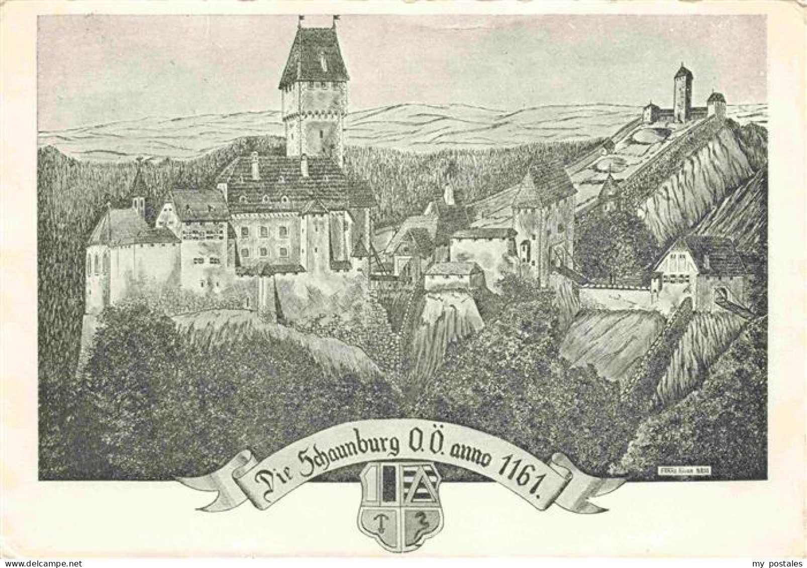 Hartkirchen Eferding Die Schaunburg Federzeichnung