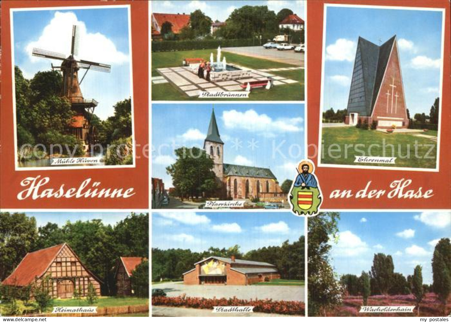 Haseluenne Muehle Hueven Radlbrunnen Ehrenmal Heimathaus Stadthalle