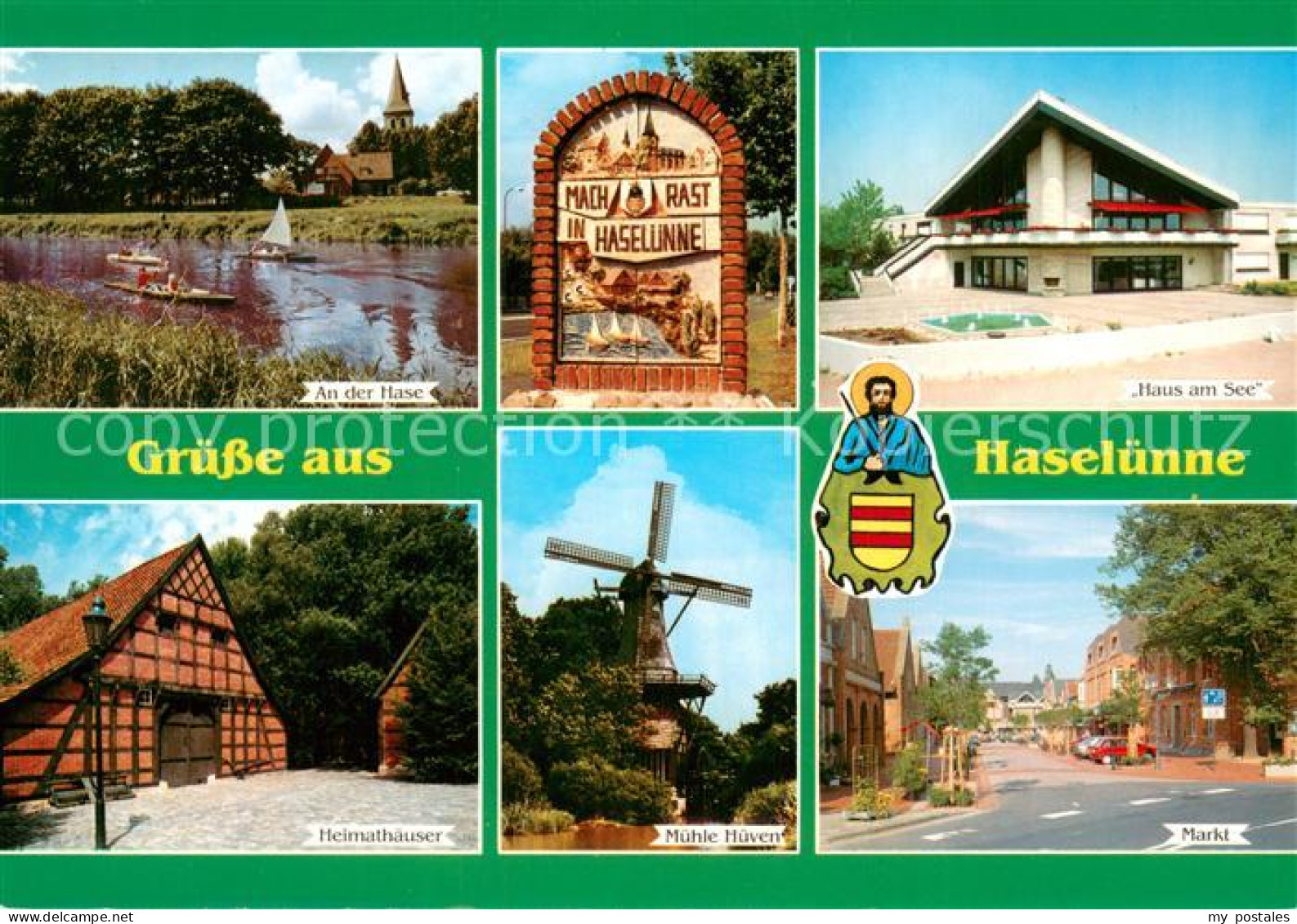 Haseluenne Partie an d. Hase Heimathaeuser-Backstein Markt Haus-am-See