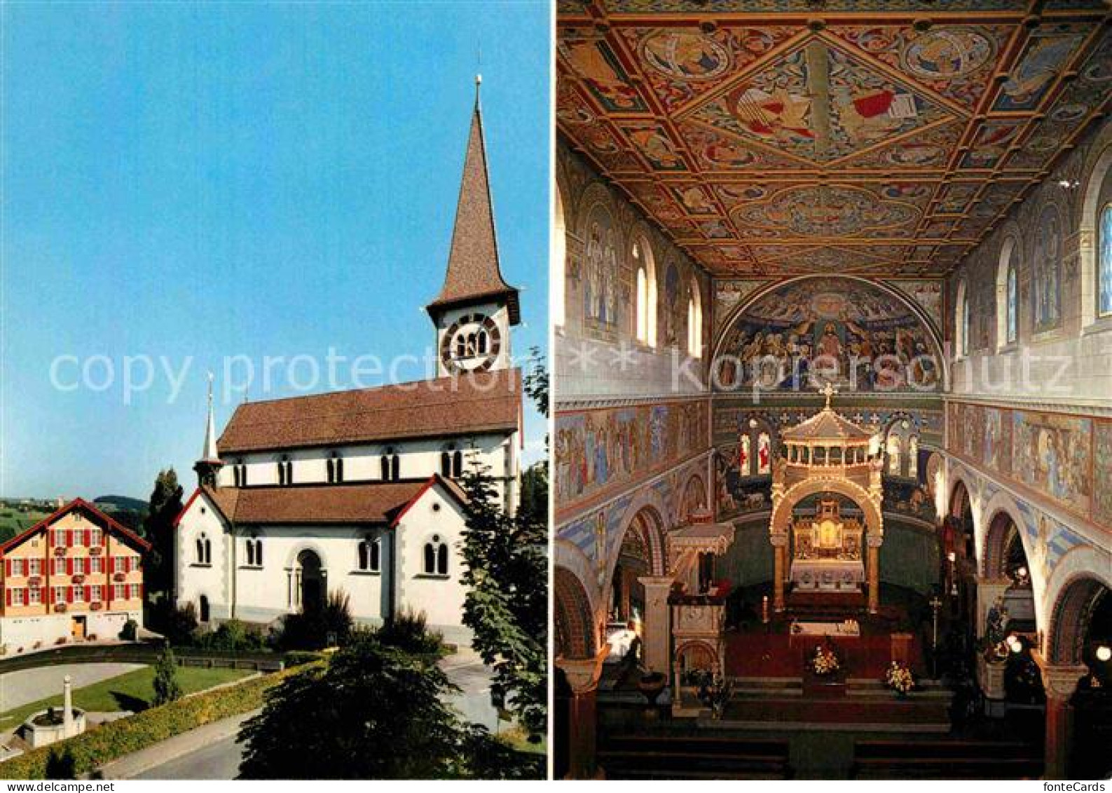 Haslen AI Wallfahrtskirche Maria Hilf Pfarrhaus Innenansicht Mittelschiff