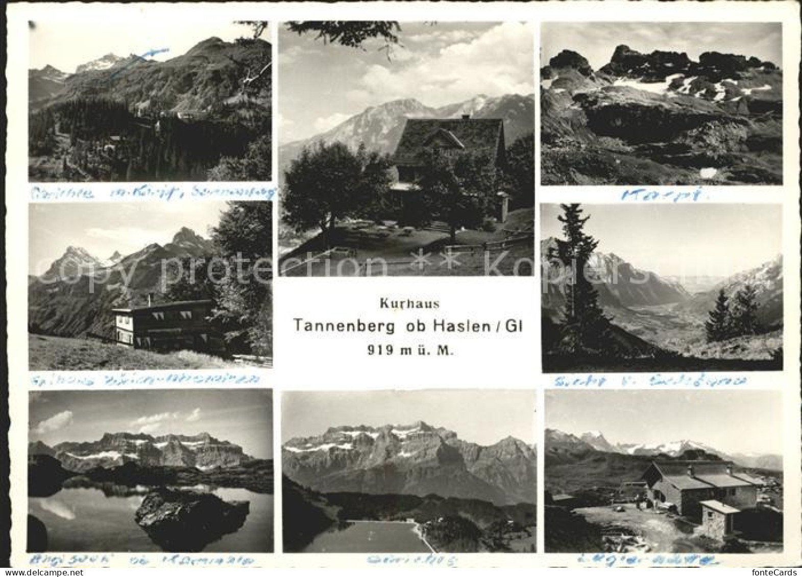 Haslen GL Kurhaus Tannenberg Bergsee Alpenpanorama