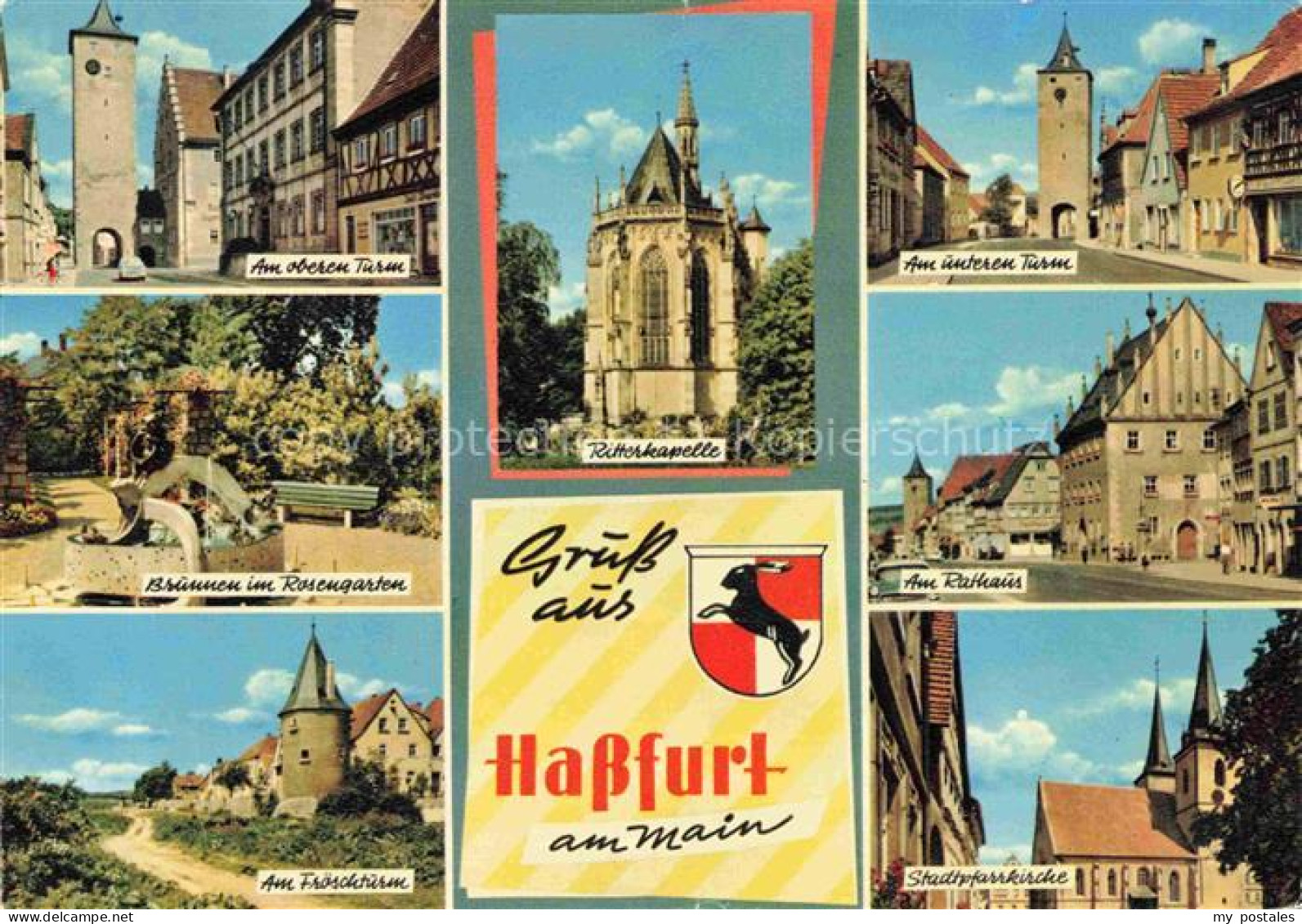 Hassfurt Main Bayern Oberer Turm Brunnen im Rosengarten Ritterkapelle Unterer Tu