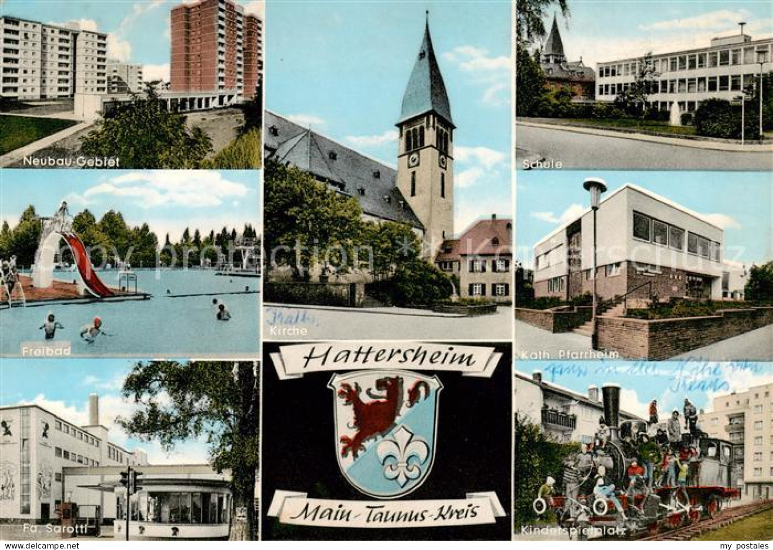 Hattersheim Main Neubaugebiet Freibad Firma Sarotti Kirche Schule Pfarrheim Kind