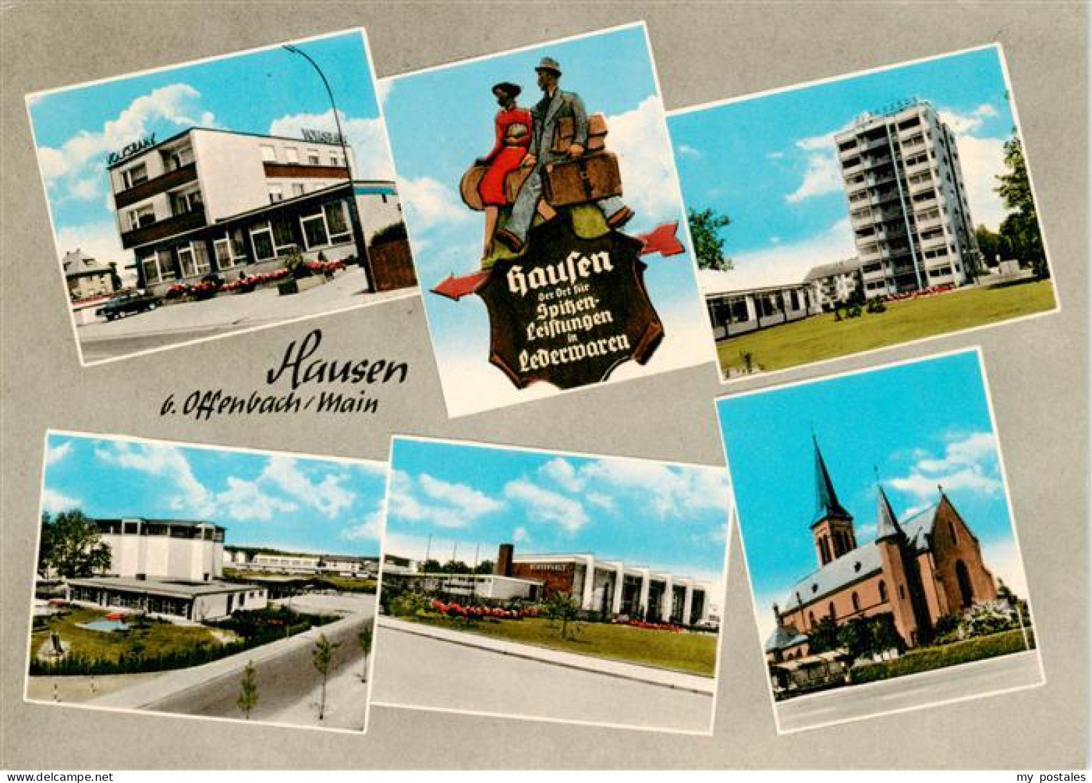 Hausen Offenbach Teilansichten Lederwarenspezialitaeten Kirche Hochhaus