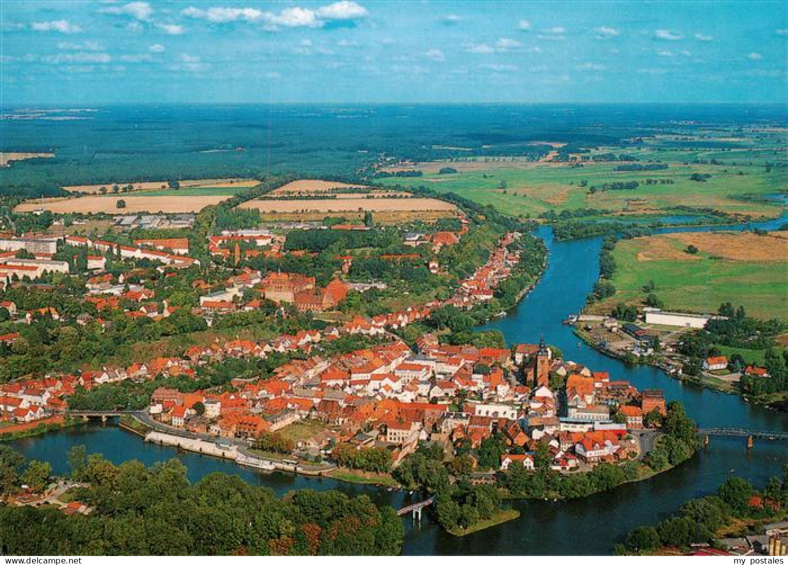 Havelberg Altstadt mit Havel Fliegeraufnahme