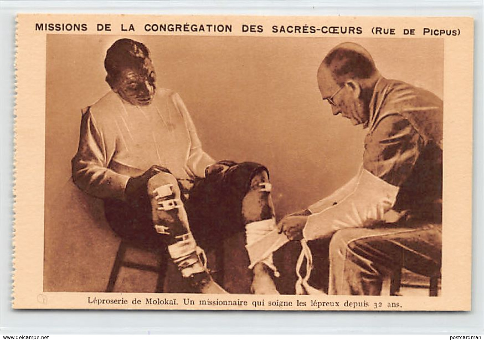 Hawaii - MOLOKAI - Leper Colony - A missionary who has been treating lepers for 32 years - Publ. Missions of the Congreg