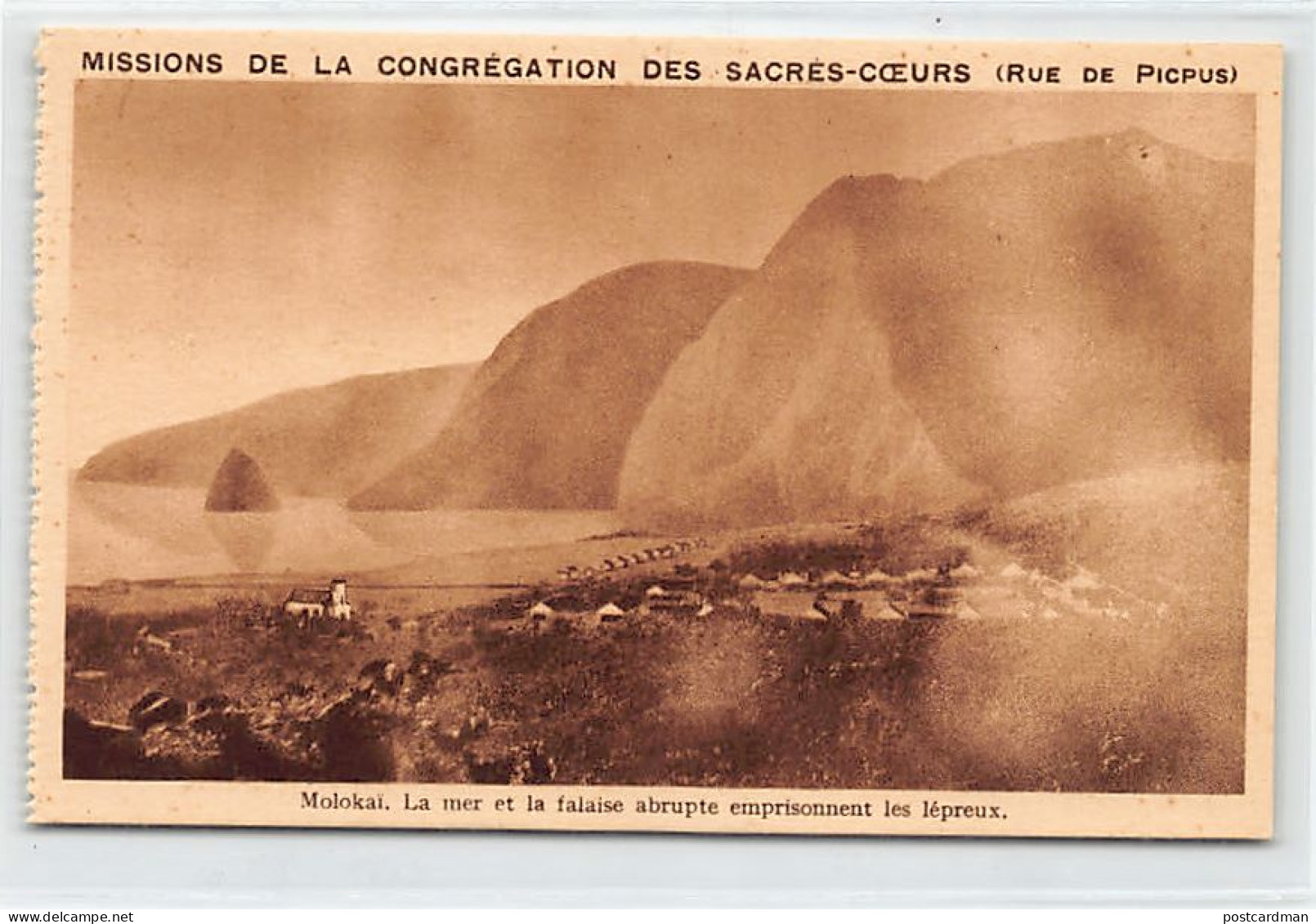 Hawaii - MOLOKAI - The sea and the steep cliff imprison the lepers - Publ. Missions of the Congregation of the Sacred He