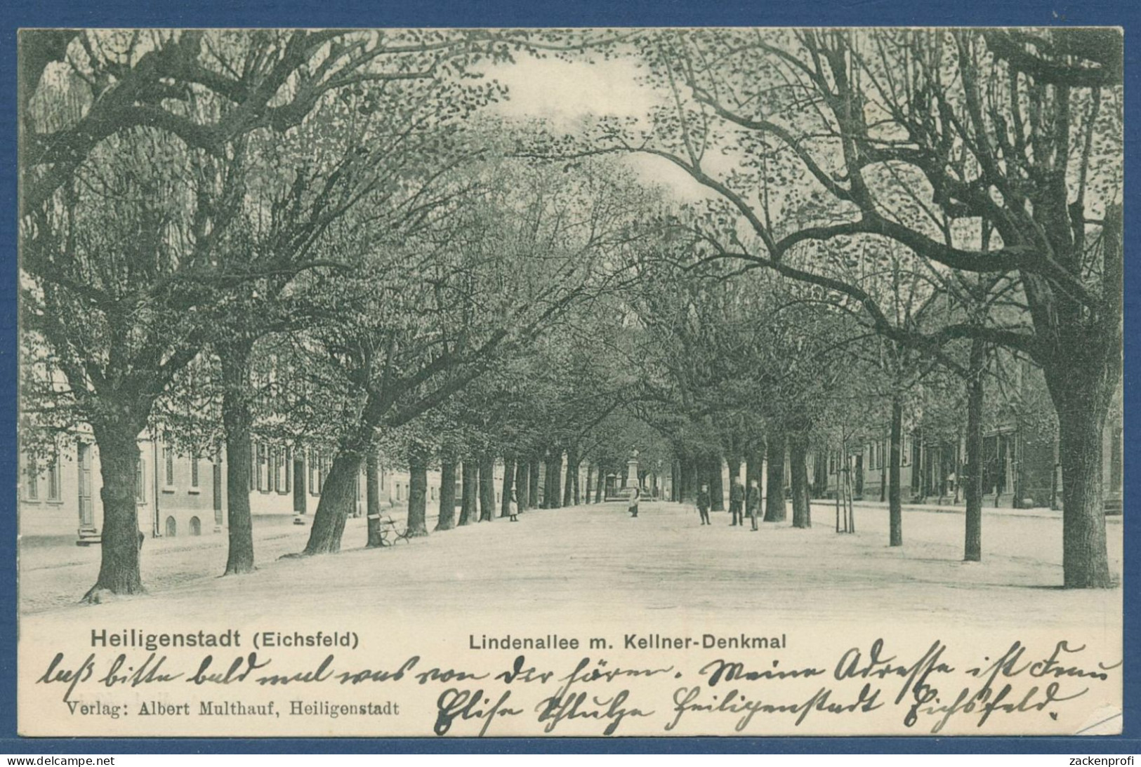 Heiligenstadt Lindenallee mit Kellner-Denkmal, gelaufen 1907 (AK5929)