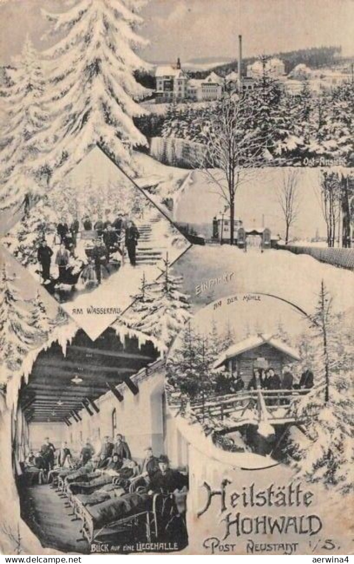 Heilstätte Hohwald im Winter bei Neustadt Sachsen Postkarte AK 1909