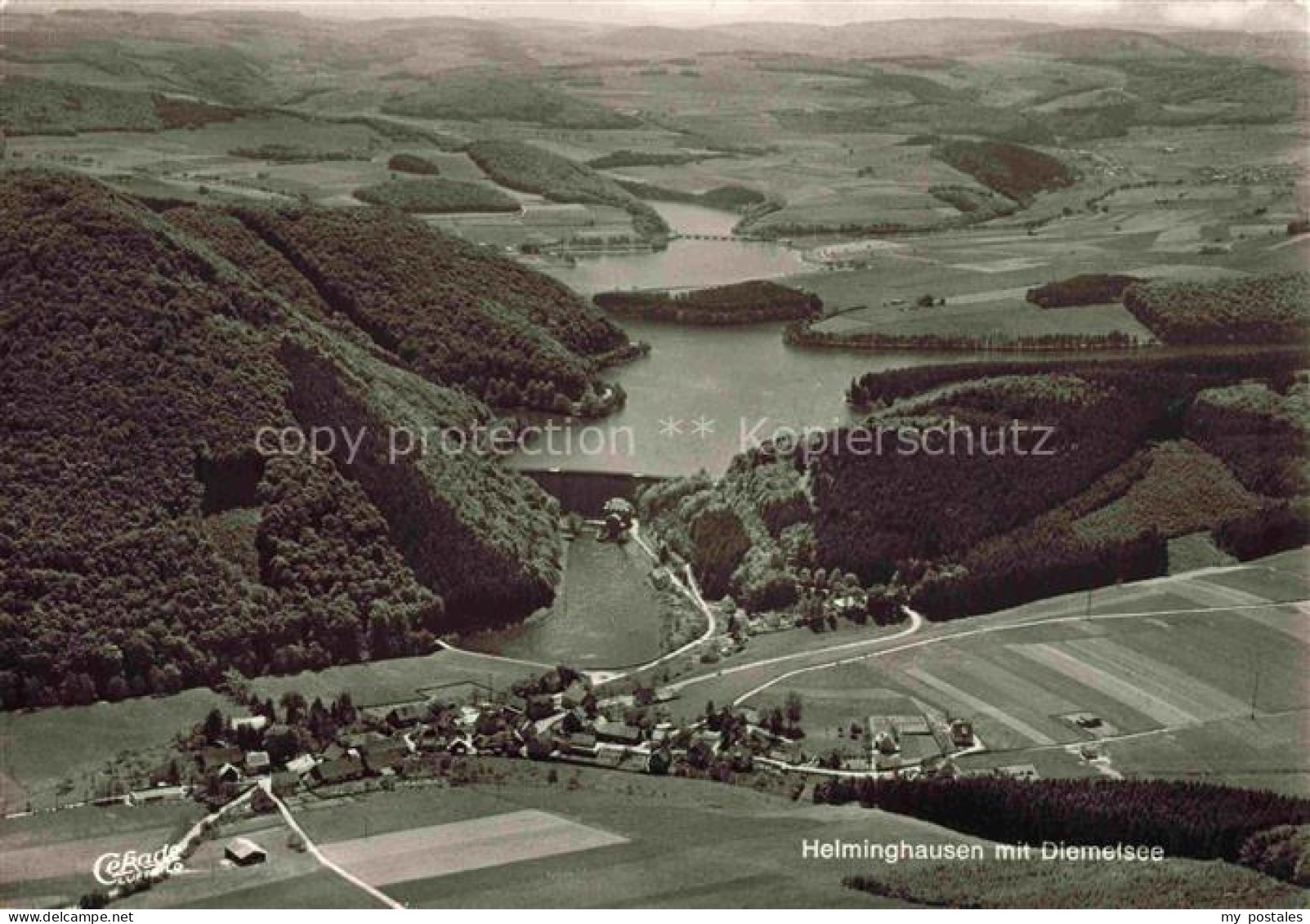 Helminghausen Diemelsee Marsberg NRW Diemelsee Stausee Luftbild Wald Felder Tals