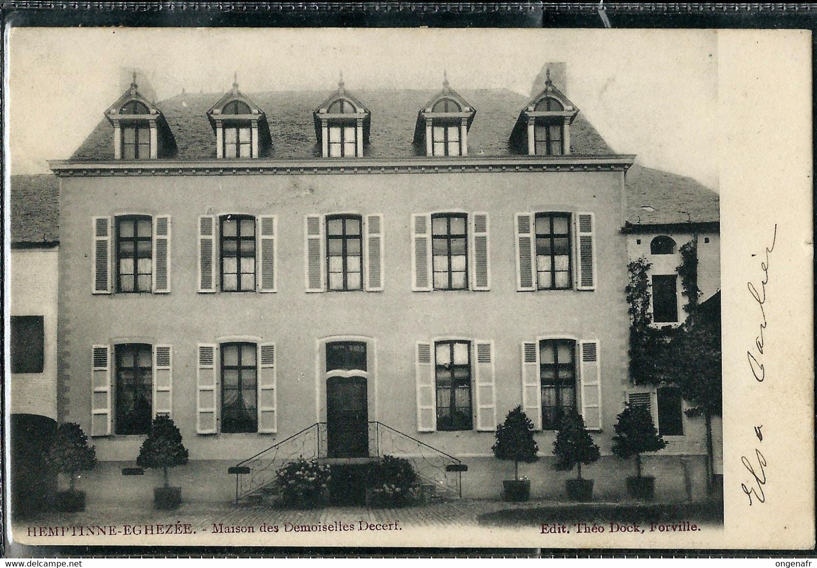 Hemptinne - Eghezée : Maison des demoiselles Decerf ( écrite: 1904  - + Griffe encadrée de EGHEZEE