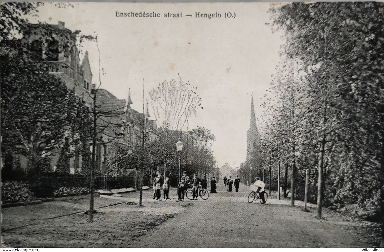 Hengelo (Ov.) Enschedesche Straat (Veel Volk) 1910