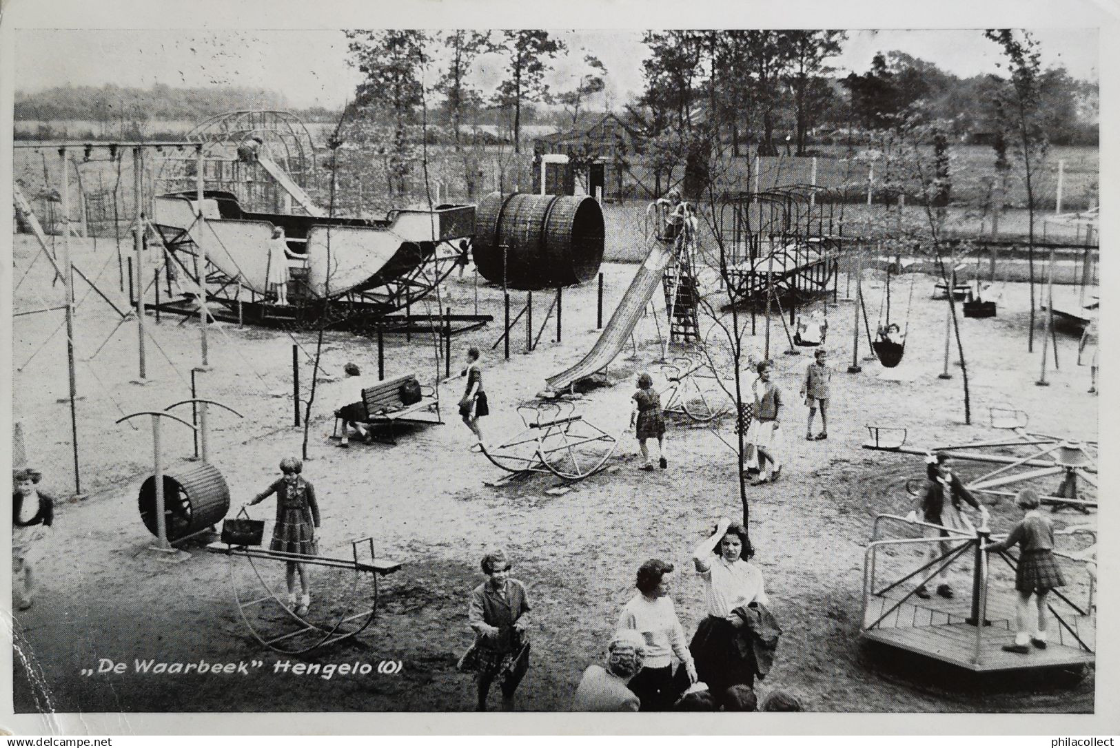 Hengelo (Ov.) Uitspanning De Waarbeek (Speeltuin) 195? hoek vouwtje