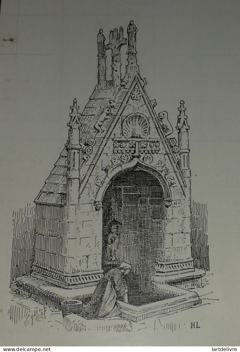 HENRI LAFFILLEE DESSIN ORIGINAL SIGNE FONTAINE DE CLEGUEREC (MORBIHAN)