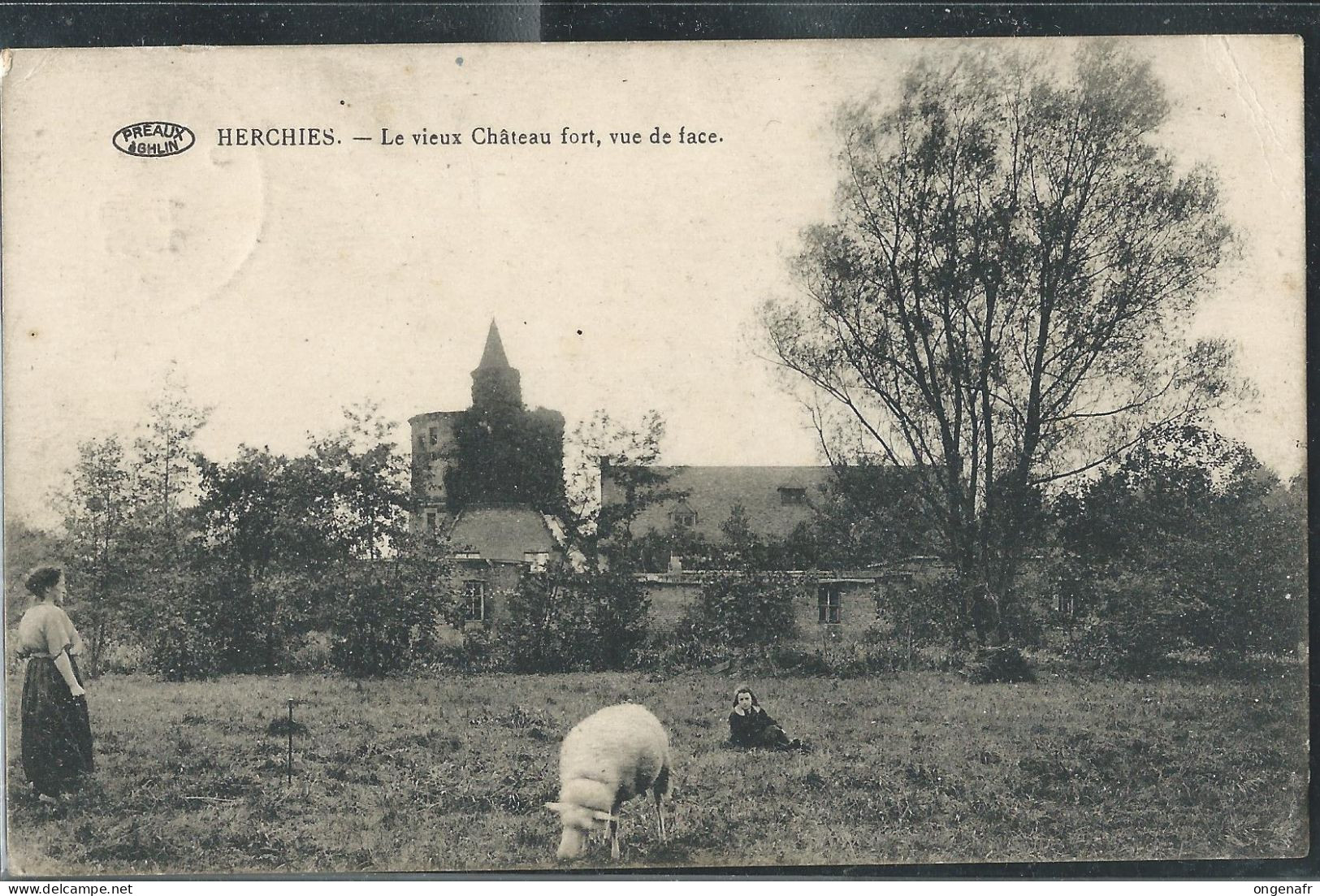 HERCHIES : Le vieux Château fort, vue de face - carte PREAUX - obl. JURBISE - 1931