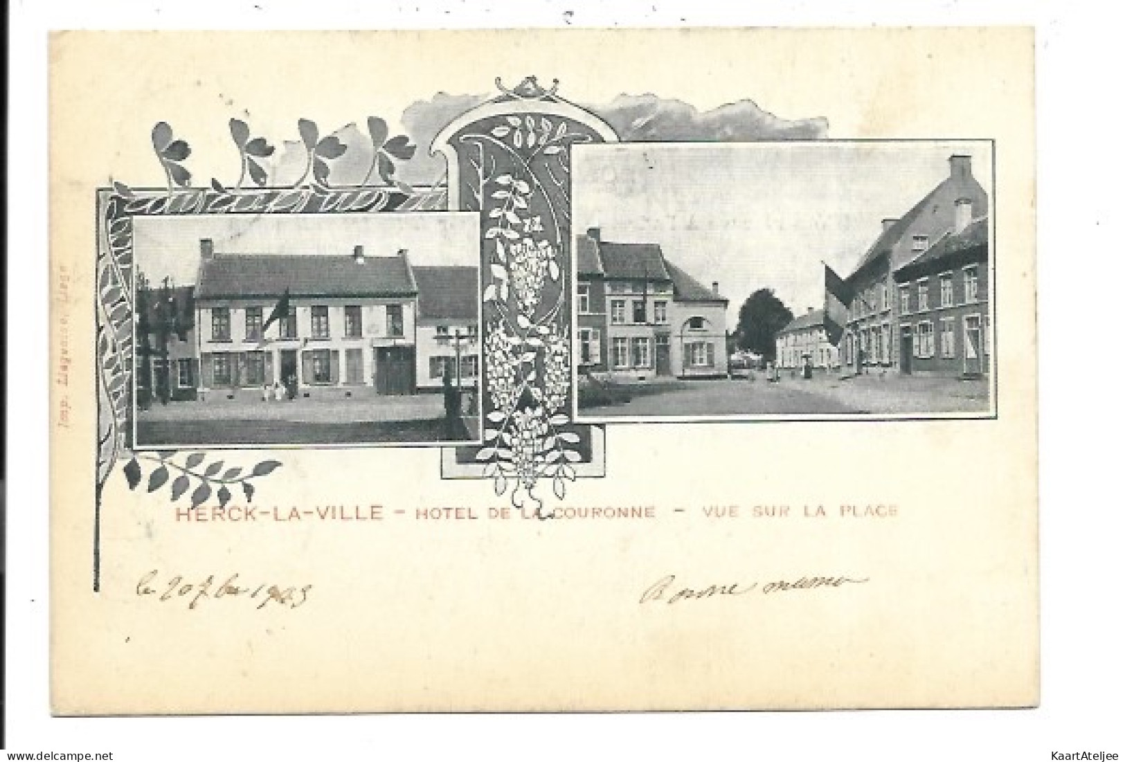 Herk-de-Stad - Hotel de la Couronne - Vue sur la place.