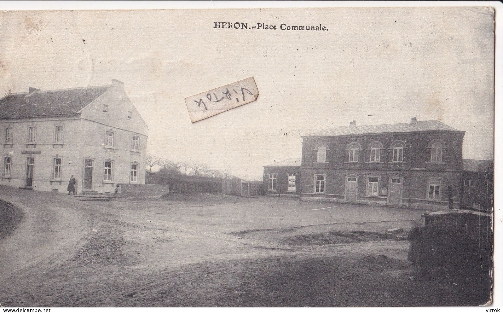 Héron :  Place communale     ( ecrit 1912  avec timbre )