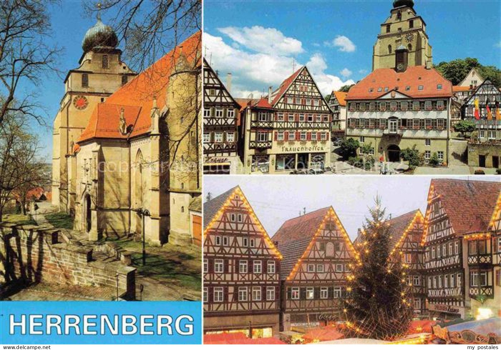 Herrenberg Gaeu Boeblingen BW Stiftskirche Marktplatz Fachwerkhaeuser Rathaus We