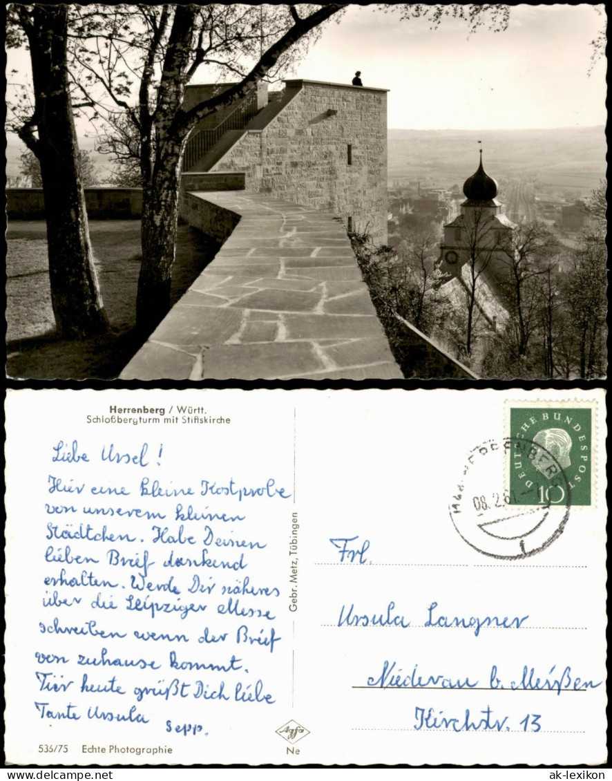 Herrenberg Ortspanorama mit Schloßbergturm und Stiftskirche 1961