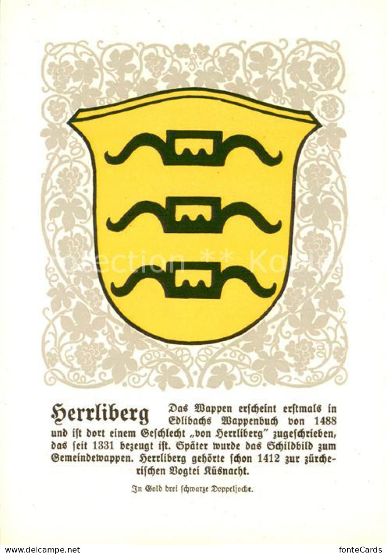 Herrliberg Zuercher Gemeindewappen In Gold drei schwarze Doppeljoche