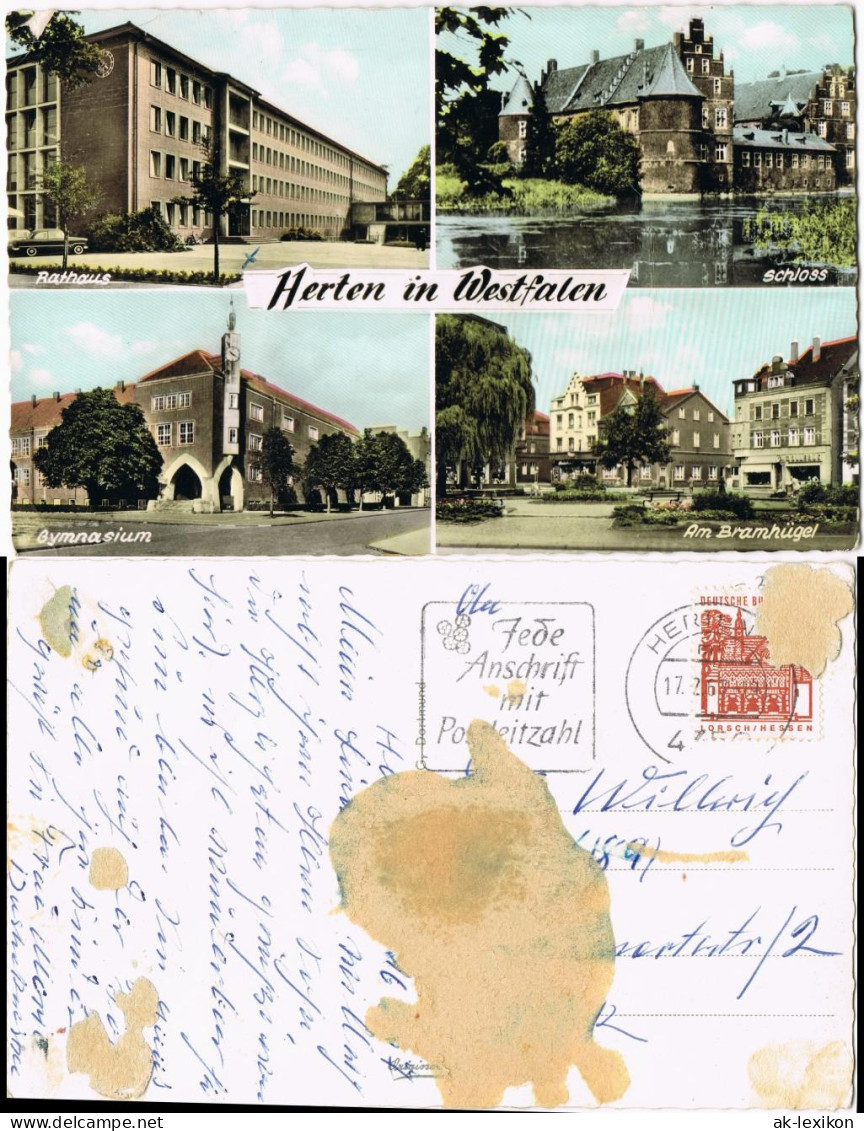 Herten (Westfalen) Rathaus, Schloß, Gymnasium, Am Bramhügel 1967