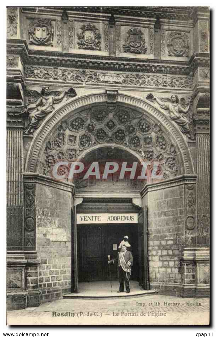 Hesdin - Le Portail de l'Eglise CPA