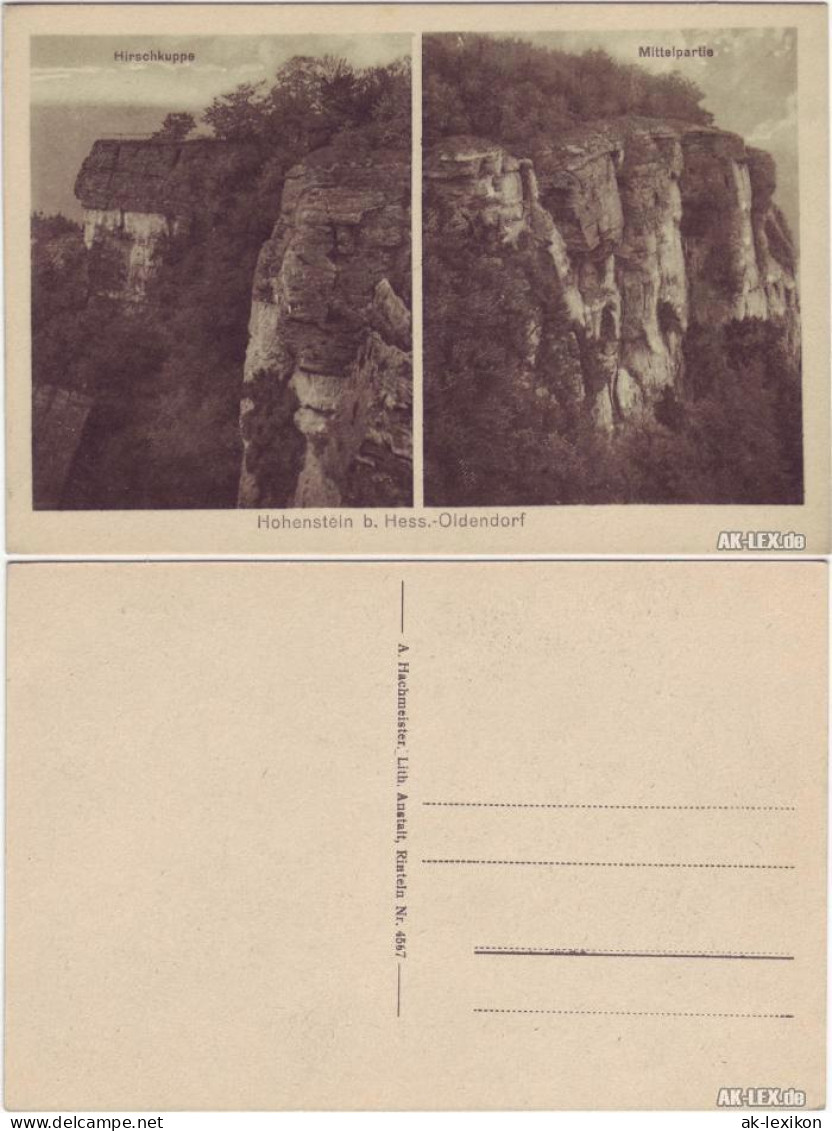 Hessisch Oldendorf Hohenstein 2 Bild - Hirschkuppe und Mittelpartie 1925